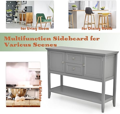Vista 6 de LOKO Armario buffet con almacenamiento, mesa consola multifuncional con amplio espacio de almacenamiento, aparador con cajones para cocina, comedor