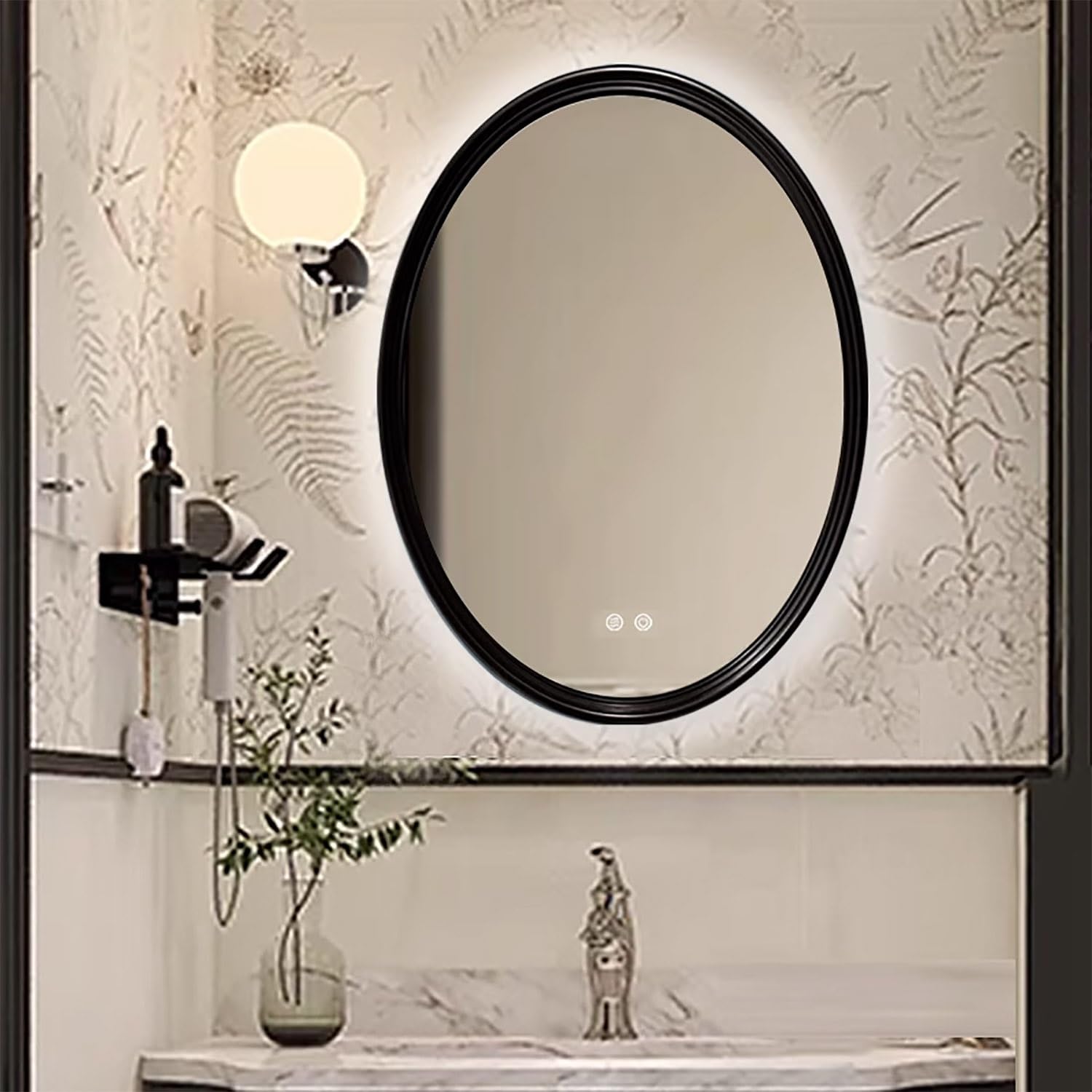 FGXHHS Antique Oval with Dimmable Anti-Fog Lighting, Wall Mounted Vanity for Entryway Decor