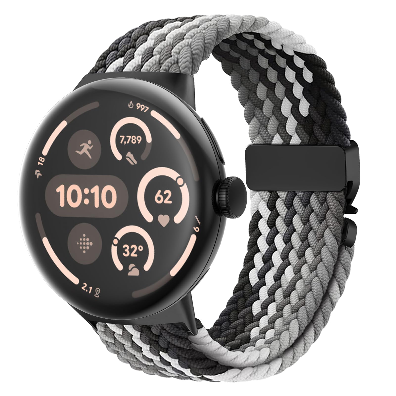 Google Pixel Watchバンド/ピクセルウォッチ 1・2・3・4（41mm）対応 編み込み伸縮ベルト 男女兼用 パラシュートバックル 通気性ストレッチナイロン スポーツ band 交換用アクセサリー