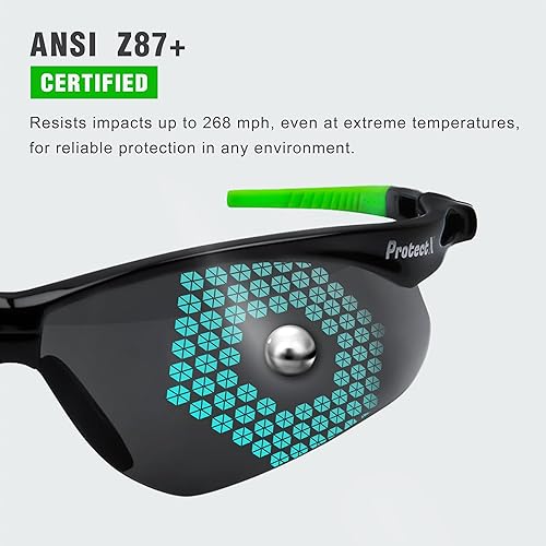 Miniatura 4 de ProtectX Gafas de seguridad para hombres y mujeres, lentes de sol de seguridad con lentes antivaho resistentes a los arañazos, agarres