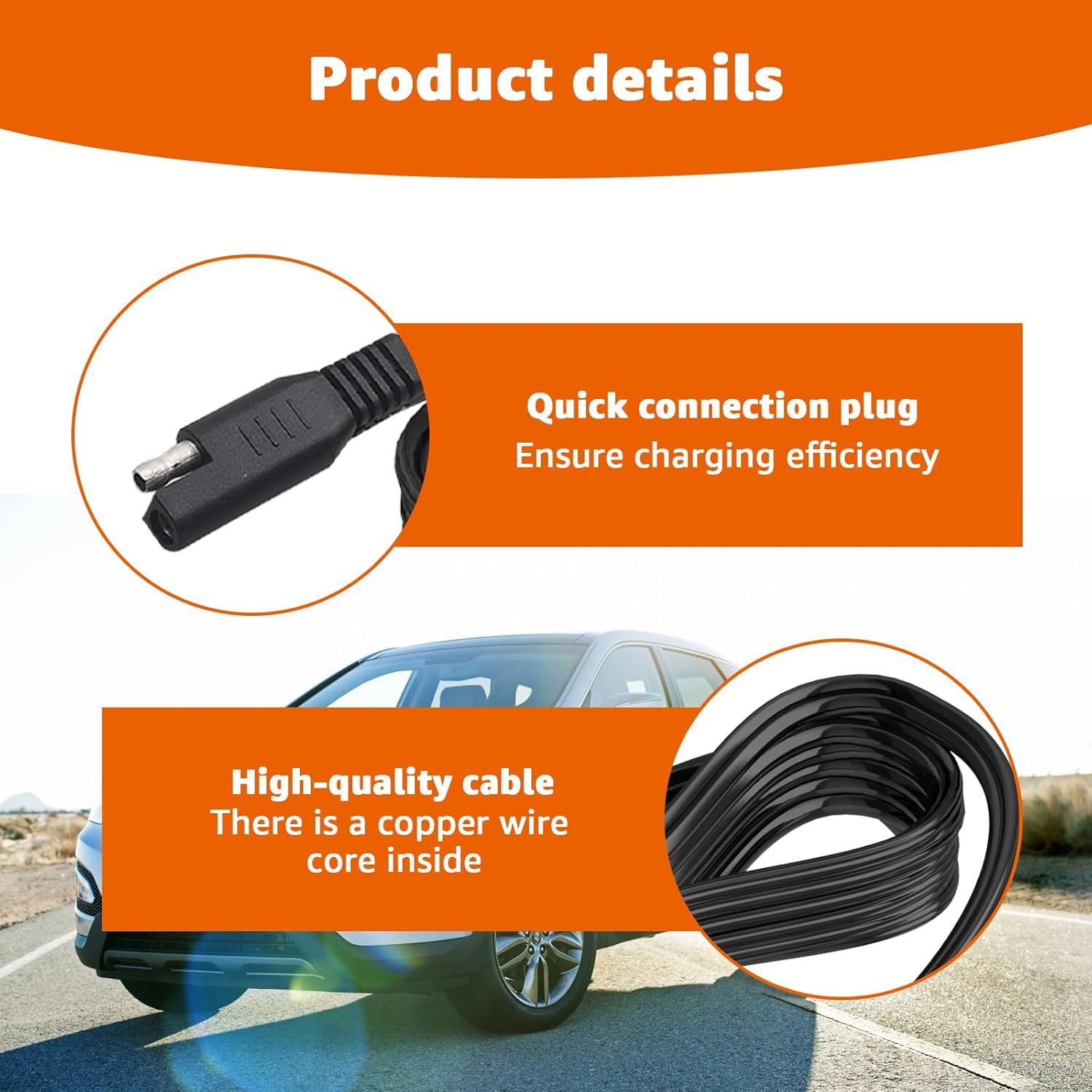 12Ft SAE Cable Replacement for Battery Tender Extension Cable - Compatible with Battery Tender Chargers Quick Connect Plugs for Motorcycles, Cars, ATVs, and More (081-0148-12)（1PC
