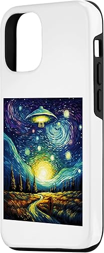 Miniatura 2 de iPhone 13 Pro Funny paint Alien UFO Lover Starry Night Alien UFO Van Gogh Case