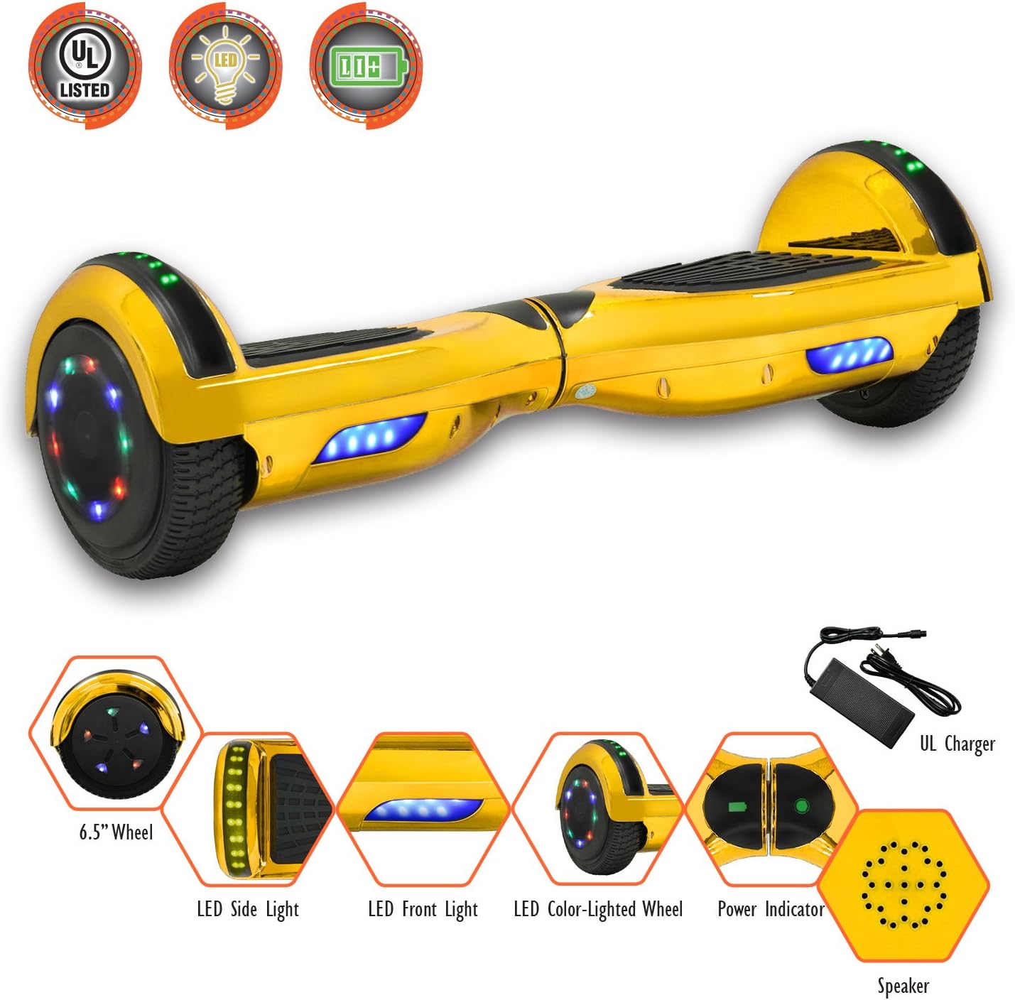 SMART BALANCE 6.5" HOVERBOARD WITH BLUETOOTH - UL 2272 - UN 38.3 SAFETY CERTIFIED PERSONAL TRANSPORTATON