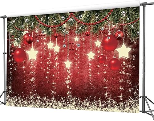 Miniatura 3 de CHAIYA Telón de fondo rojo de Navidad de 8 x 6 pies con estrellas brillantes para fotografía, estrellas brillantes, fondo de Navidad para niños,