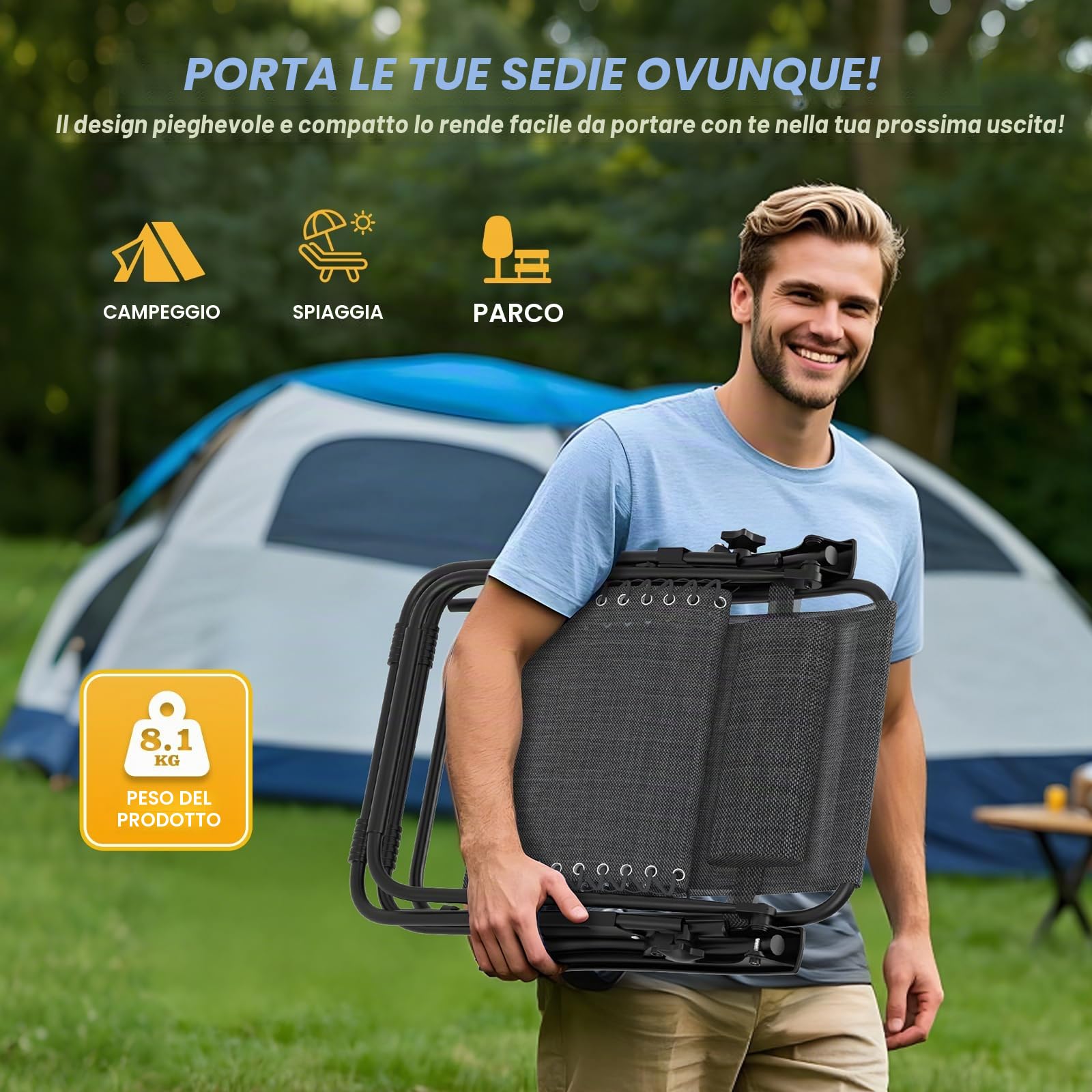 Set di 2 sedie a sdraio Huracan, sdraio pieghevole con poggiatesta regolabile in continuo e portabevande, sdraio da giardino Piscina con telaio in acciaio inossidabile e Tessuto traspirante, antracite