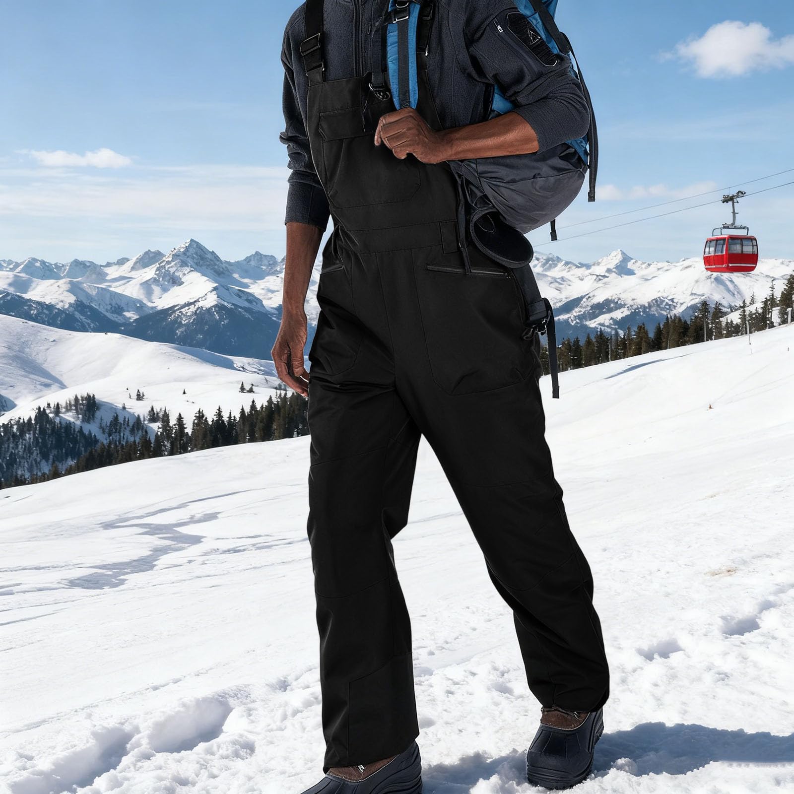 Pantalon de Ski Homme Grande Taille Salopette en Polaire de Ski Impermeable Pantalon de Snowboard RandonnéE Softshell Pantalons de Neige Chaud pour l'hiver Chaud Vêtements Salopettes et Combinaisons