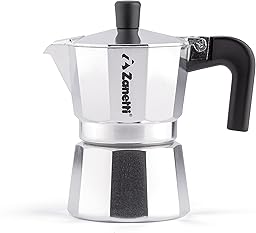 Zanetti, Mama Caffettiera Moka in Alluminio, Macchinetta Caffè 3 Tazze, Moka Espresso con Sistema Anti Goccia, Guarnizione in Silicone, Manico Ergonomico