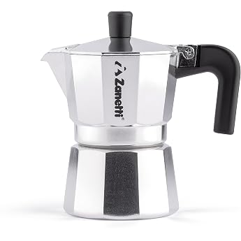 Zanetti Mama Aluminium Espresso Maker Coffee Maker for 2 Cups Espresso Maker with Anti-Drip System Silicone Seal Ergonomic Handle