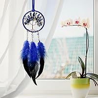 Vista 2 de LOMOHOO Atrapasueños con colgante de espejo retrovisor para automóvil con cuentas de cristal, árbol de la vida, pequeños atrapasueños para espejo