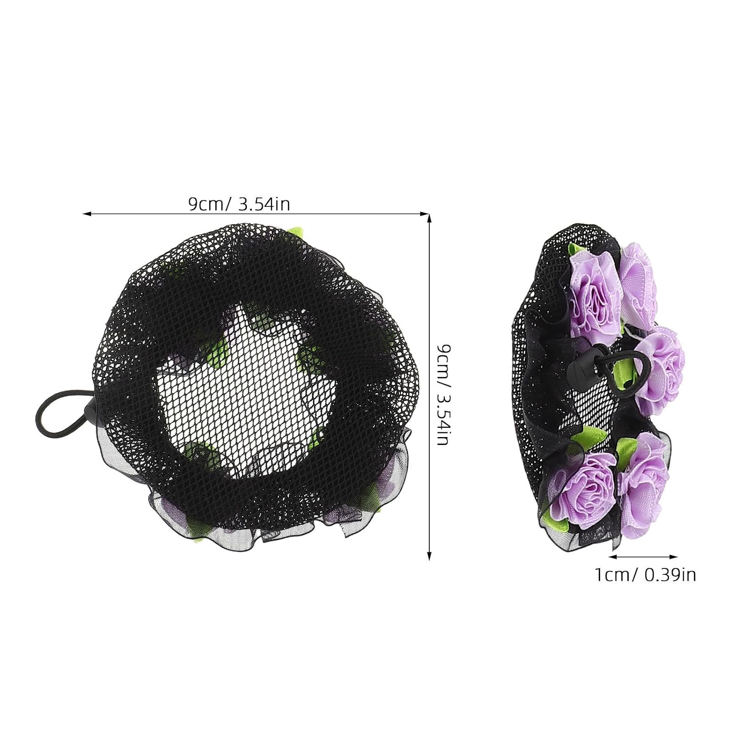 4pcs Flower Hair Net Adjustable Polyester Invisible Performance Style | Ultra-thin Mesh, Flower Shape, Purple Blue Pink Yellow Assorted, Dance and Rehearsal Sessions, Women Fit