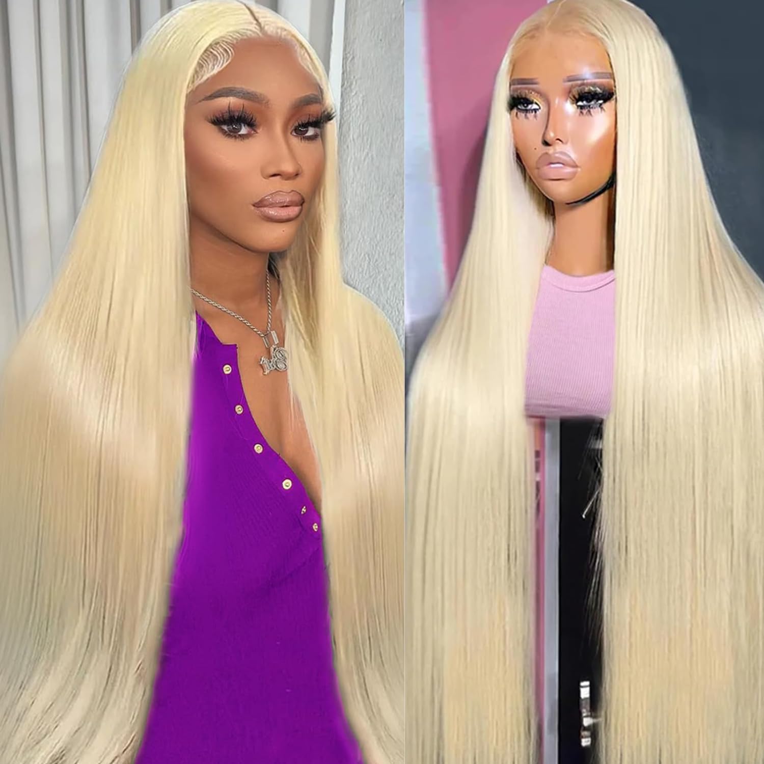 Boyusijf 613 Lace Front Wig Human Hair Blonde 13x6 HD Transparent Lace Front Straight Wigs Human Hair Pre Plucked with Baby Hair 26 Inches