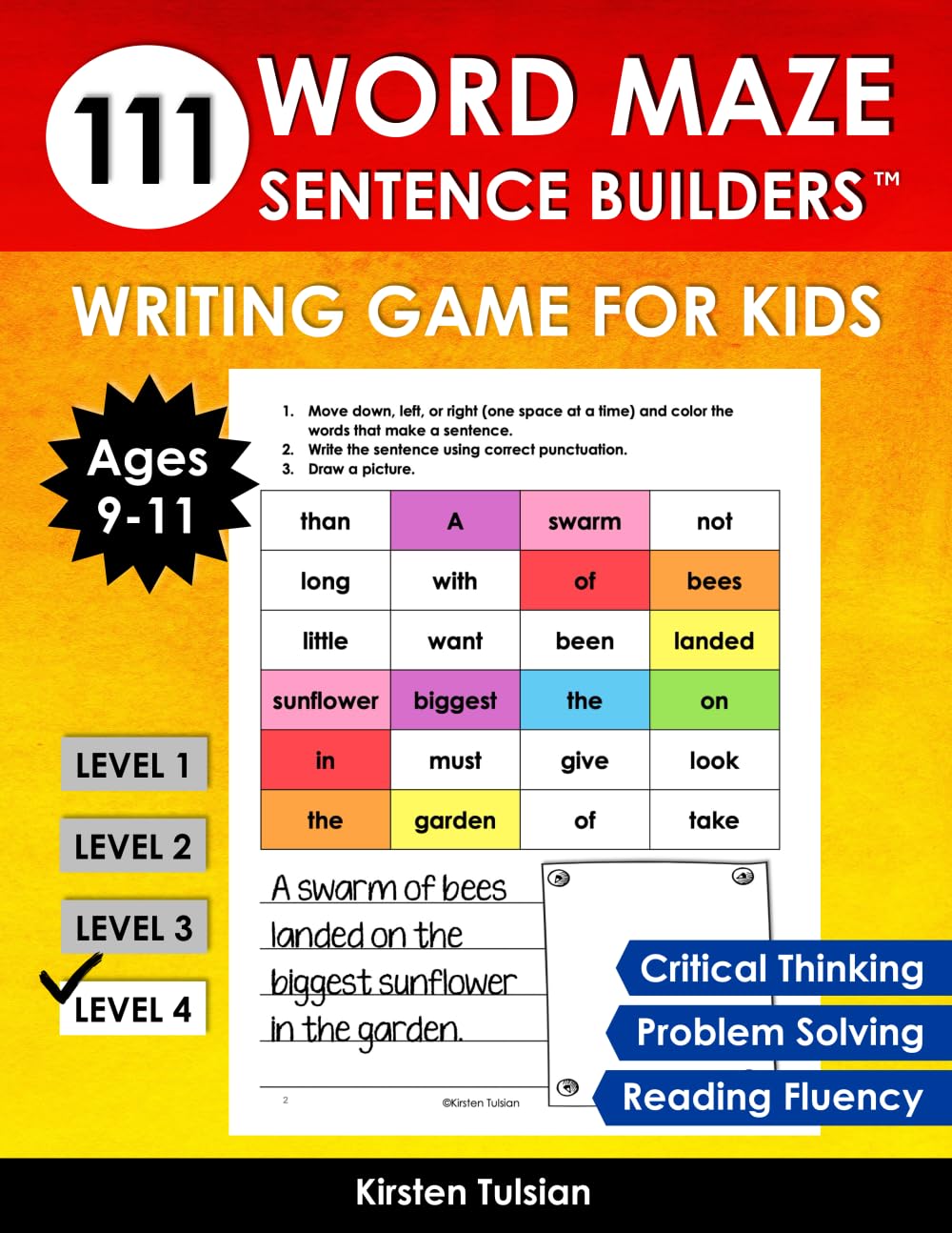 111 Word Maze Sentence Builders: LEVEL FOUR Writing Game for Kids Ages 9-11 to Improve Critical Thinking, Reading...
