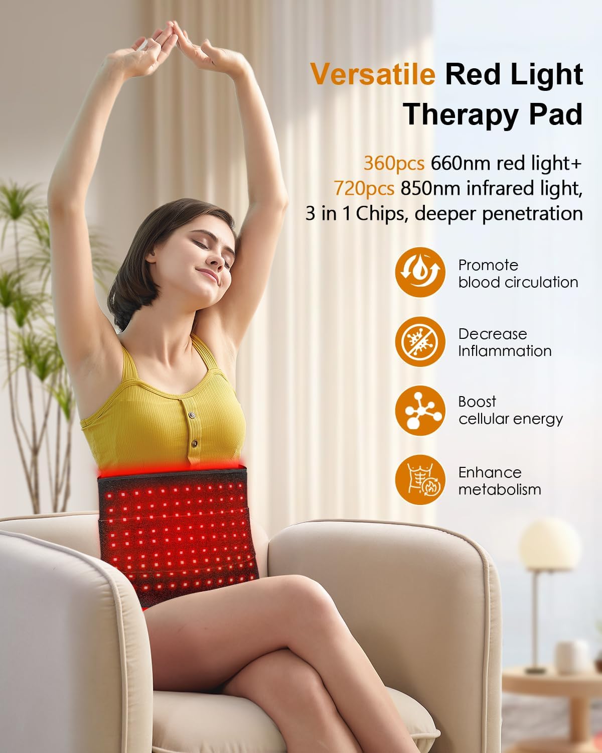 Red Light Therapy for Body, 31.5" x 11.8" Large Red Light Therapy Pad, 360 LEDs with 660nm Redlight & 850nm Infrared Light Therapy for Waist Back Shoulder Neck Pain Relief FSA Eligible