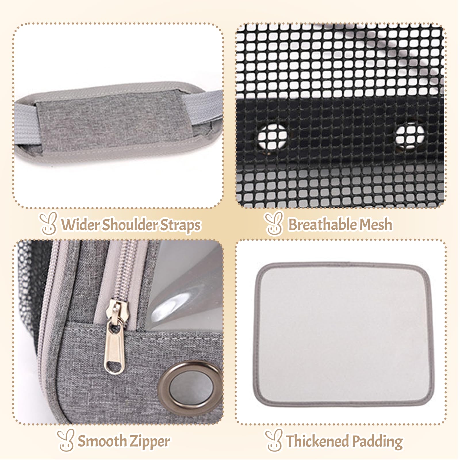 Sac de Transport pour Petits Animaux, 35 * 25 * 23Cm Sac De Voyage pour Animal Domestique,Cage De Transport Portable pour Petit Oiseau,Rats,Cochons d'Inde,Chinchillas,Hamster,hérisso,Gris