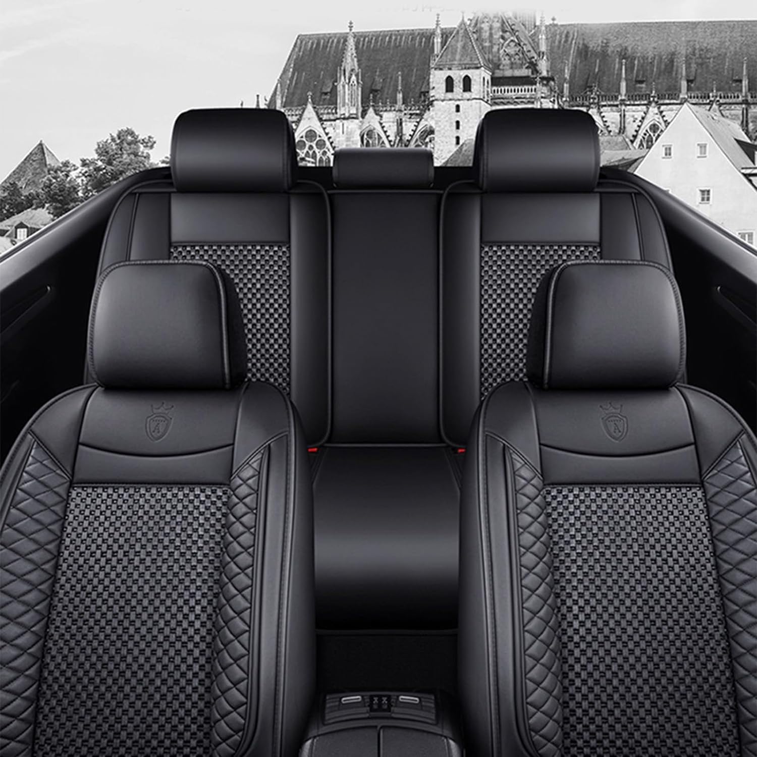 Housses de siège Auto pour Nissan NP300 Navara,Housses de Siège 5 Pièces - Confort Respirant, Tissu Délicat, Ajustement Parfait, Facile à Entretenir, Protège Les Sièges d'origine
