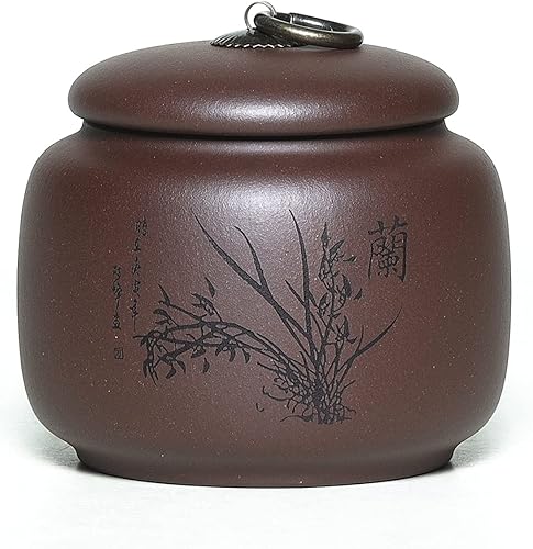 Miniatura 1 de Yixing - Tarro de arcilla de 17.5 onzas, recipiente de almacenamiento de té de hojas sueltas, mantiene el té a granel ordenado y fresco, morado,