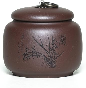 Yixing Clay Anti-Caking Container 17.5 Oz, Storage Tea Jar with Lid