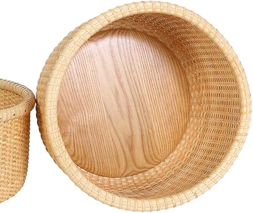Miniatura 2 de Teng Tian Nantucket Cestas Caja Cesta Tejida Contenedor Tote Cubo Organizador Mano RattanStorage Cesta Fruta Bowl con Banana Hangergift (L)