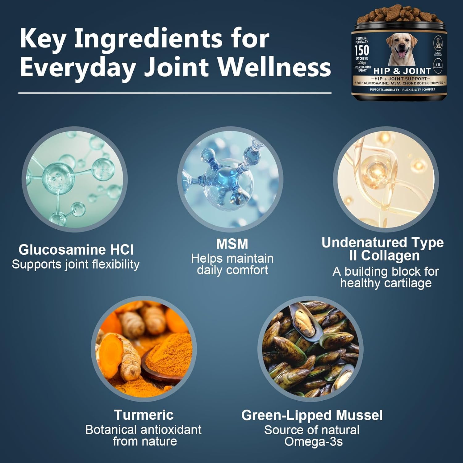 Glucosamine for Dogs - 150 Soft Chews, Hip & Joint Supplement with MSM, Chondroitin, Turmeric – Joint Support for Dogs Chicken Flavor – Vet Formulated – 2-Month Supply - image 5