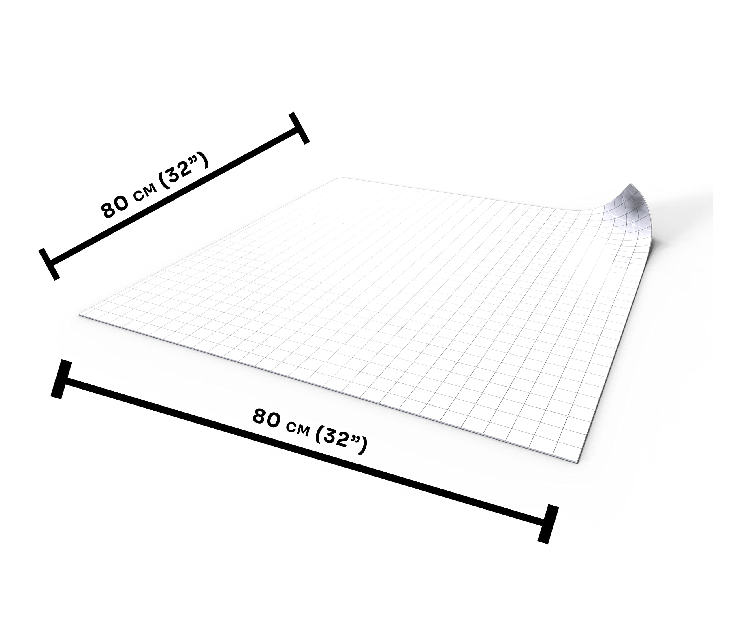 Trocken abwischbare Rollenspielmatte 80x80cm mit quadratischem Raster - trocken abwischbare Kampfmatte kompatibel mit Rollenspiele, Dungeons and Dragons (D&D), Pathfinder - Weiß