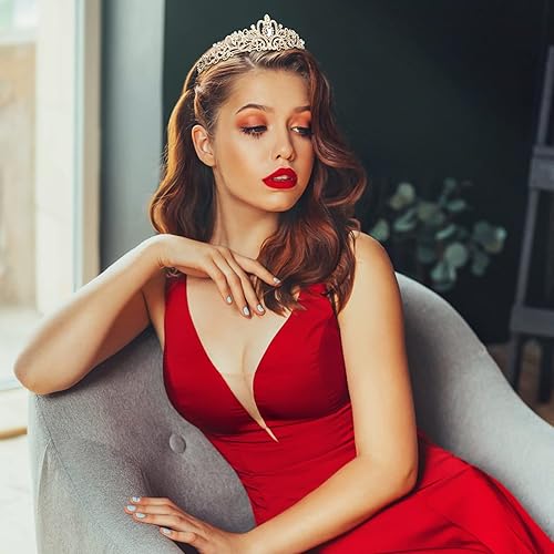 Miniatura 4 de CIEHER Tiara dorada para mujeres y niñas, tiaras de princesa para mujeres, tiaras para niñas, nupciales, bodas, bailes, quinceañera, corona de