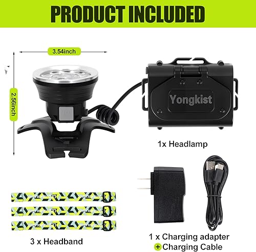 Miniatura 8 de Linterna frontal LED súper brillante, recargable, de alto lúmenes, impermeable, 4 modos, linterna de cabeza, linterna ligera para camping, correr,