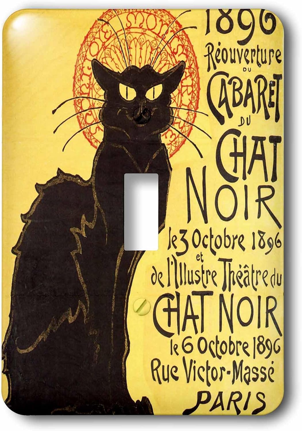 3dRose LLC lsp_99416_1 Vintage French Chat Noir Black Cat Art Single Toggle Switch