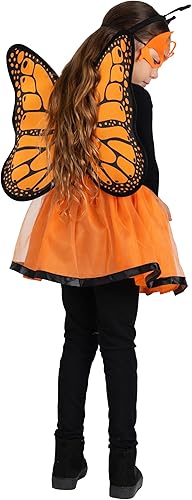 Dress Up America Disfraz de alas de mariposa para niñas, disfraz de mariposa para niños, capa de mariposa, diadema, máscara y tutú