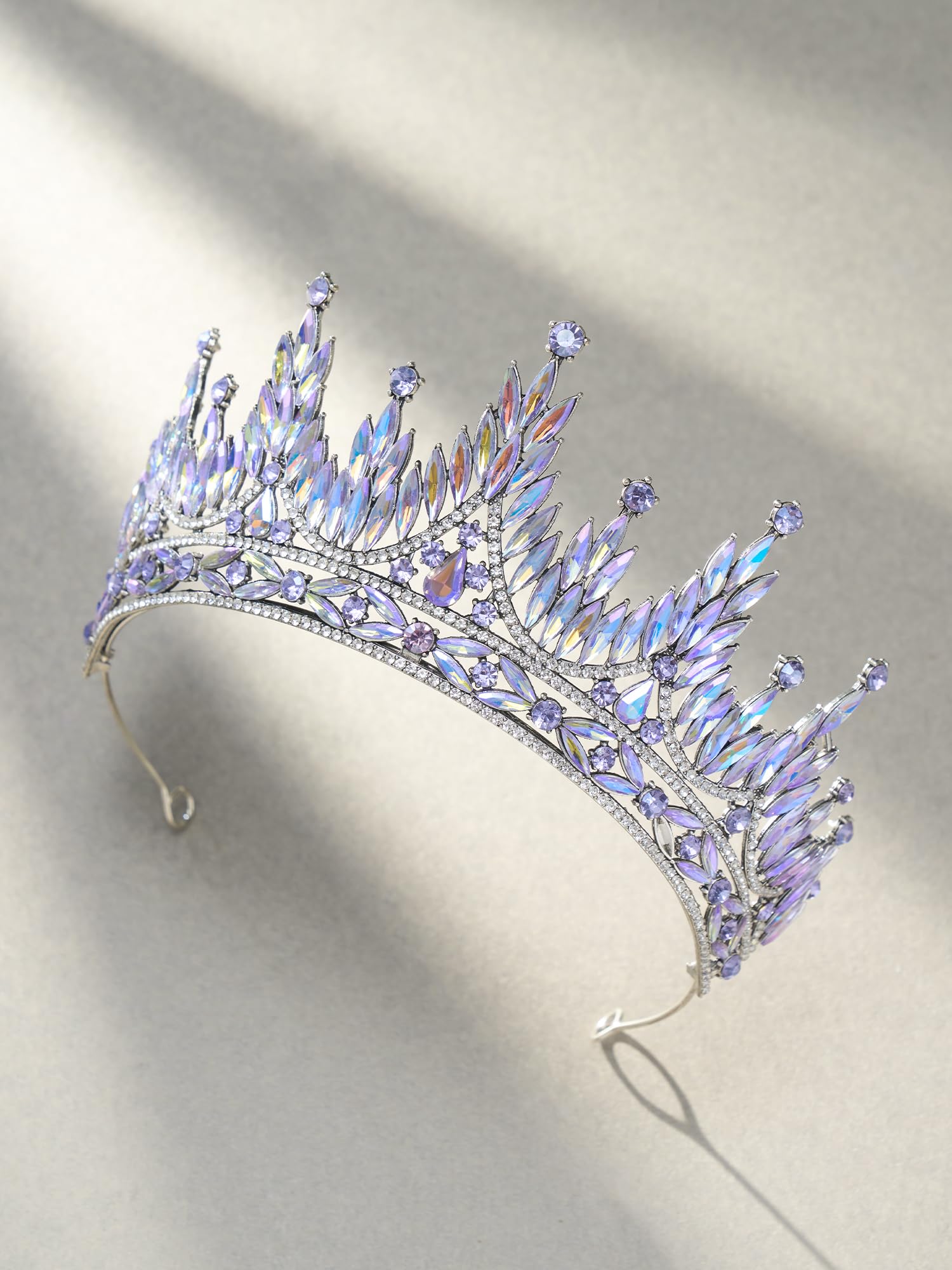 SWEETV Tiaras and Crowns for Women, Wedding Tiara for Bride, Rhinestone Queen Crown, Crystal Costume Hair Accessories for Birthday Prom Quinceanera Celebration: Purple Aurora Borealis