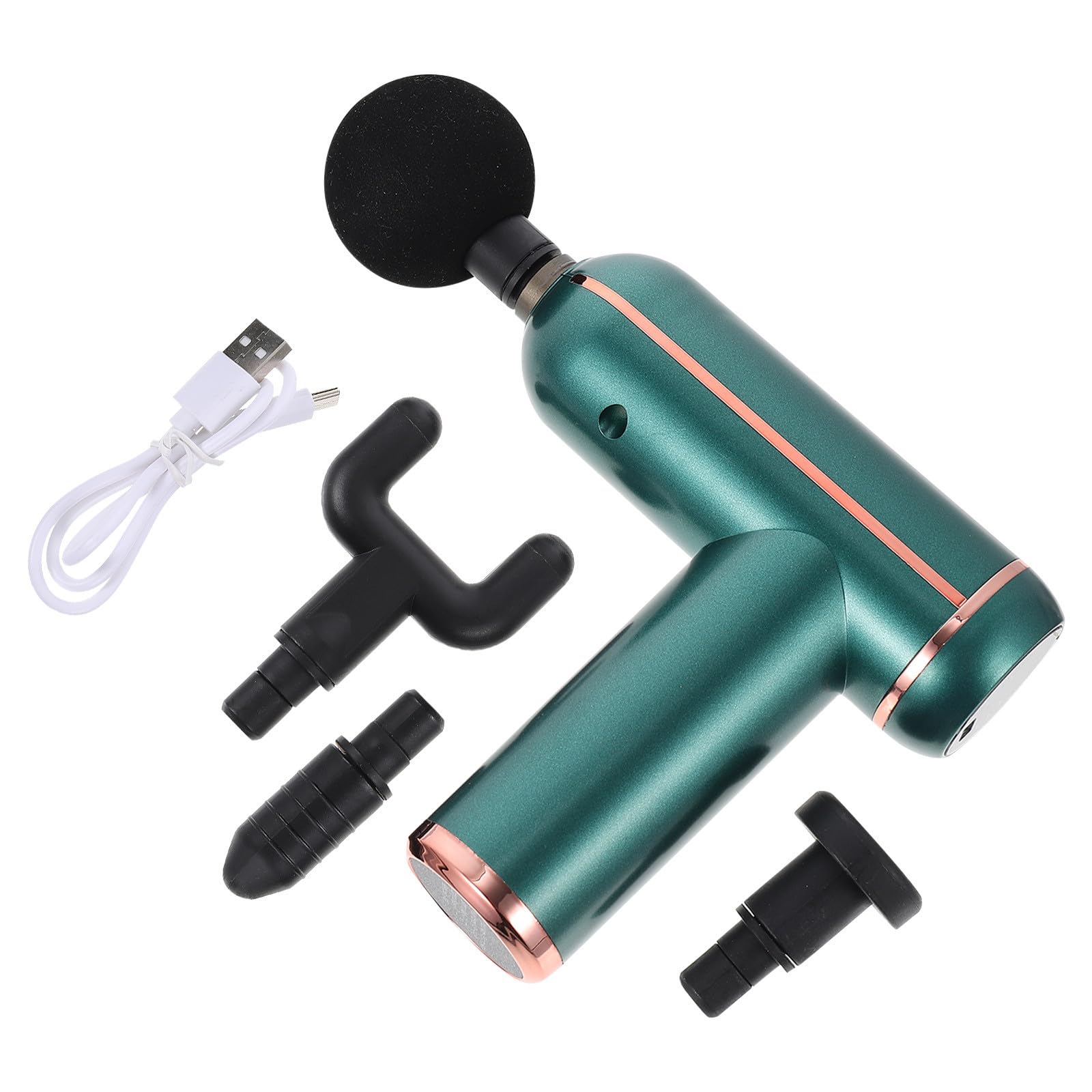Portables Elektrisches Massagegerät 1 Satz mit 6 Stufen und 4 Aufsätzen | USB Ladegerät, 1800mah Akku, Grünes Kunststoffgehäuse, für Reisen dem Sport