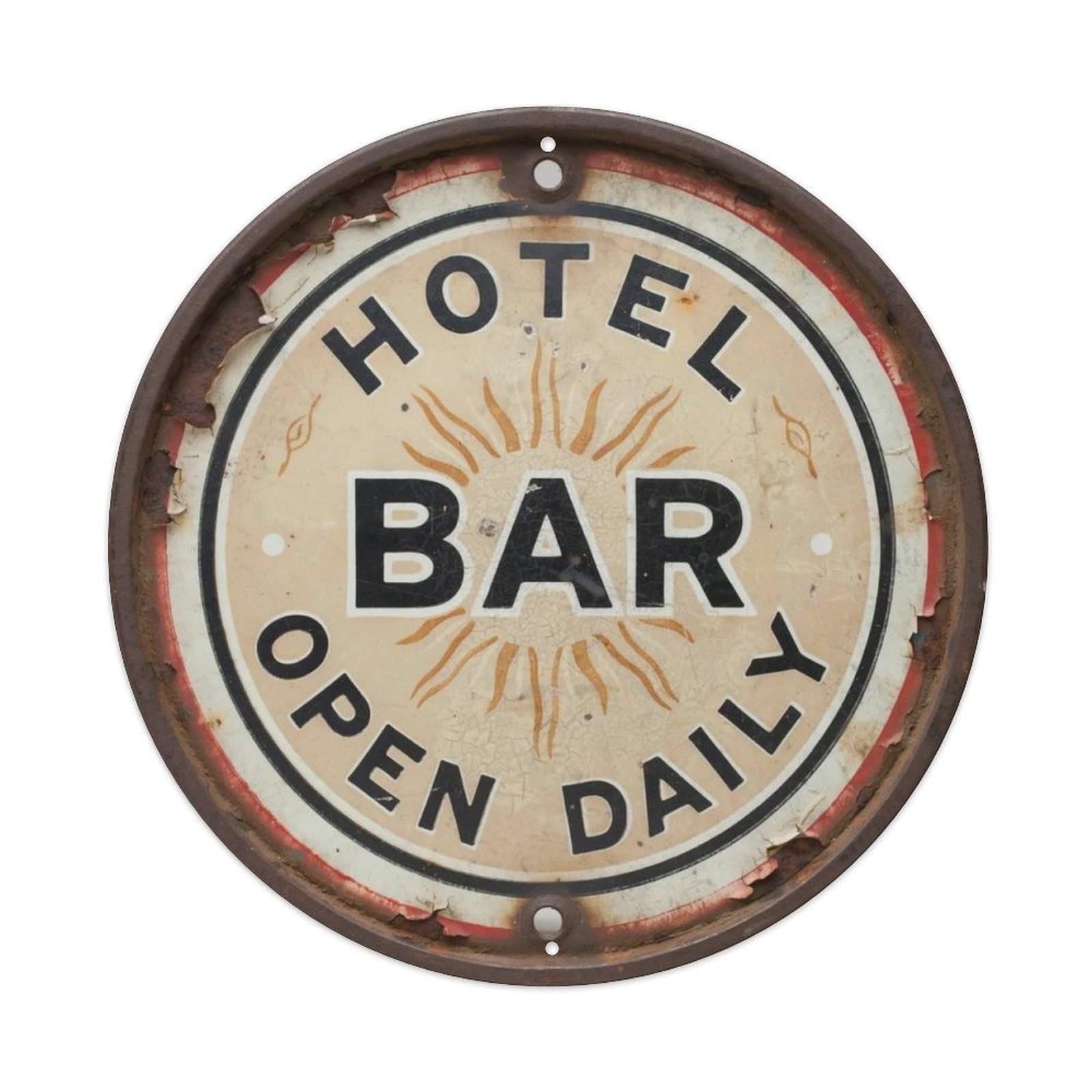Hotel-Bar-Open-Daily Metal Tin Sign Plaque