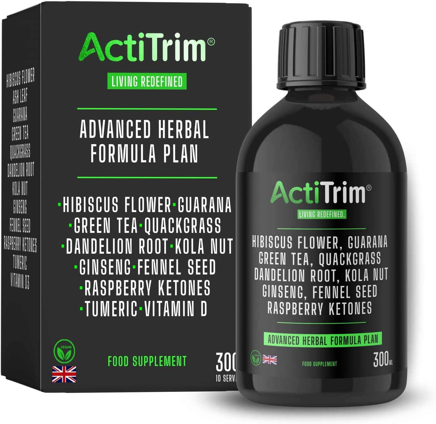 ActiTrim 300ML x 3 | Advanced Herbal Formula Plan | Food Supplement | Weight Management for Adults | Green Tea | Liquid | Vegan | 30 Days Supply