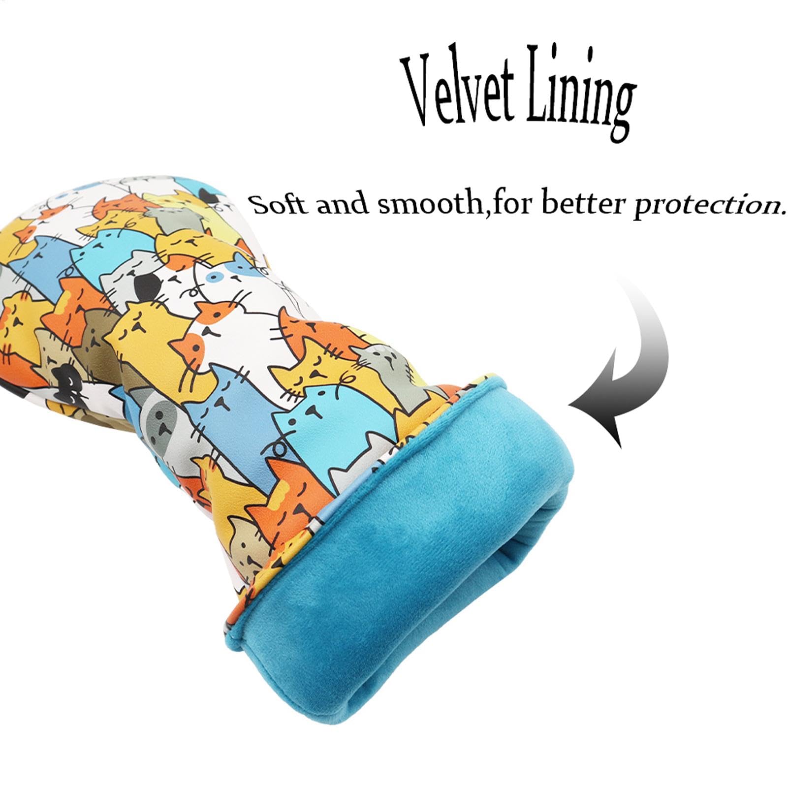 Cartoon Cat Driver Headcover, Funny Golf Club Covers, Waterproof and Functional Golf Head Covers, Perfect for Drivers, Fairway Woods, and Hybrids, Unique Golf Accessory