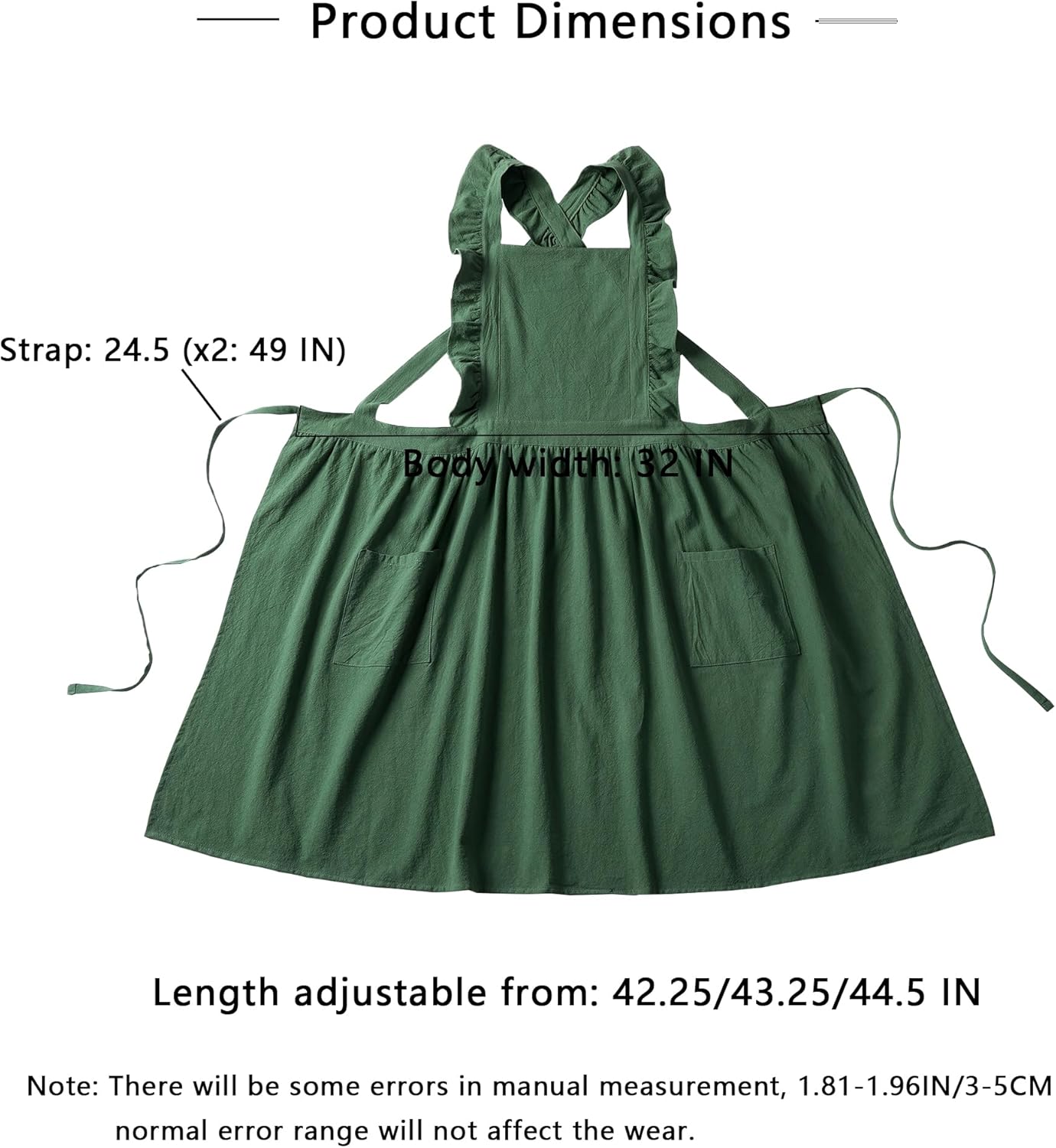 KITCHIEF Cotton Linen Apron for Women Cross Back Smock Apron Pinafore Dress with Pockets for Kitchen Gardening Painting - Image 6