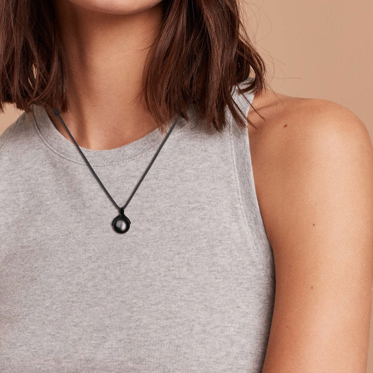 COAI Collier Ajustable Pendentif Rond Pierre Homme Femme