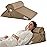 Bedluxe 3Pcs Orthopedic Bed Wedge Pillow Set, Foam Wedge Pillow Post Surgery for Back, Leg and Knee Support, Adjustable 9&12 Inch Folding Triangle Pillow for Sleeping, Acid Reflux, Snoring, Brown