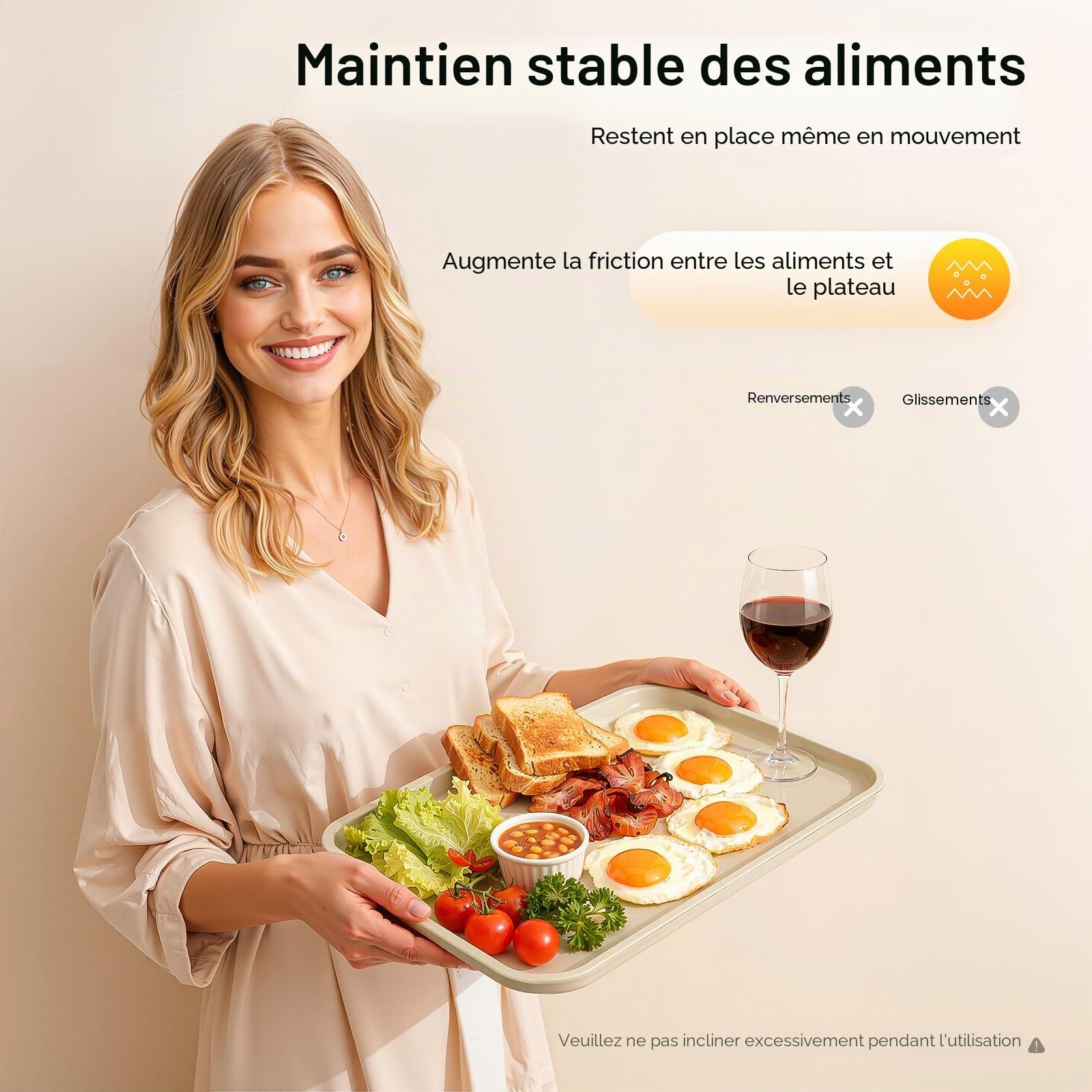 Lot de 24 plateaux de service en plastique : plateaux antidérapants en polypropylène pour restauration rapide, café et restauration | 36 x 27 x 2 cm rectangulaire, passe au micro-ondes et au