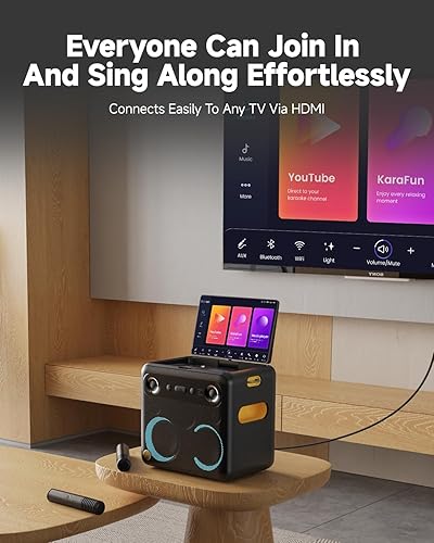 Miniatura 8 de Ikarao Máquina de karaoke inteligente 2024 para adultos, con pantalla de letras, tableta de karaoke de 64 GB, 2 micrófonos inalámbricos, sistema de
