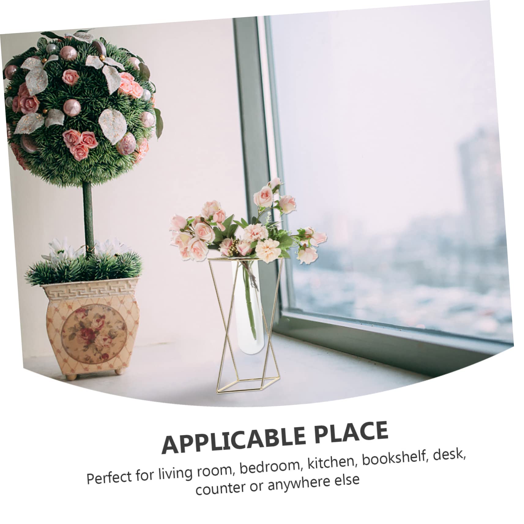 Amazon.co.jp: GARVALON シーシー幾何学模様のガラスと鉄製花瓶 植物用