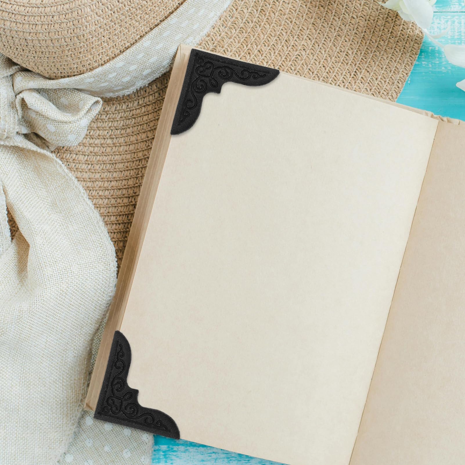 HOODANCOS 4pcs Pu Book Corners Protectors Decorative Book Edge Guards Corner Accessories