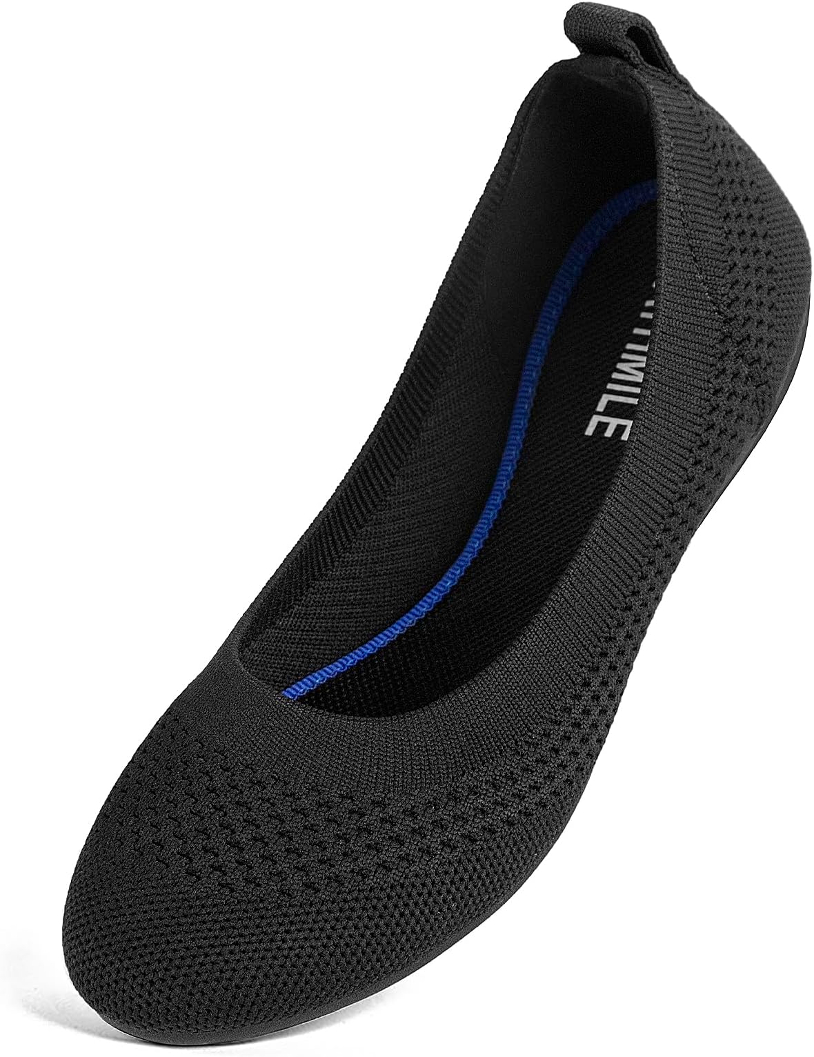 ATHMILEATHMILE Black Flats Shoes Women Washable Knit Ballet Flats for Women Dressy Comfortable Washable Round Toe Flats Low Wedge for Women Dressy Wedding Business Work Office