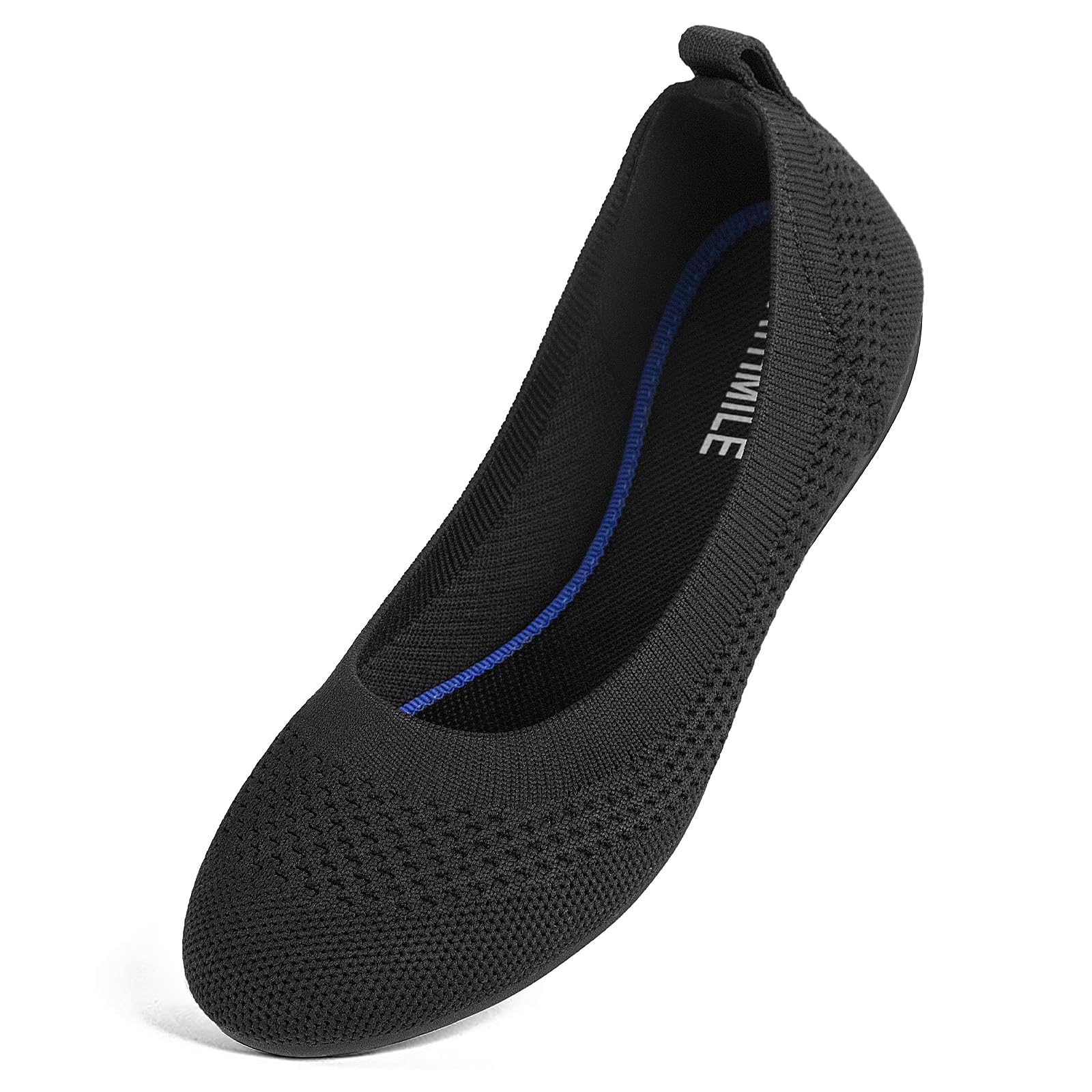 ATHMILEATHMILE Black Flats Shoes Women Washable Knit Ballet Flats for Women Dressy Comfortable Washable Round Toe Flats Low Wedge for Women Dressy Wedding Business Work Office