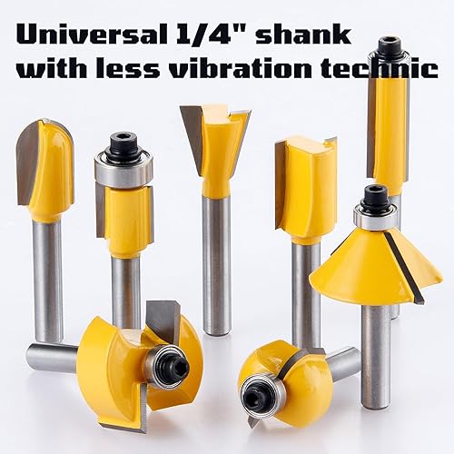 Miniatura 5 de XaXmTee - Juego de 100 brocas de enrutador de vástago de 14 pulgadas con caja de almacenamiento de aluminio, brocas de carburo de tungsteno con hoja