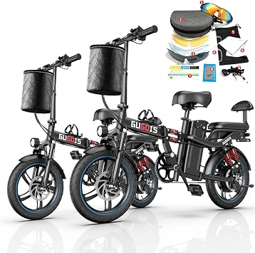 Folding Electric Bike for Adults, 2 Seater Electric Bike, 750W/1000W Peak Motor, 48V Removable Battery, Up to 45/60Miles, 16"/20" Tire Ebike, All-Terrain Foldable Electric Bicycles