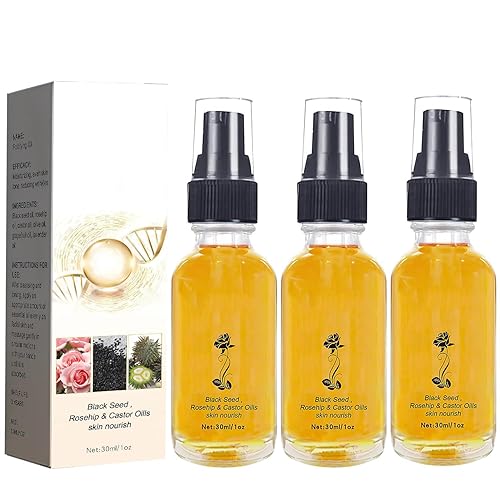 Aceite de lalenas para cara, aceite de ricino Lalena, aceite de semilla negra, aceite de rosa mosqueta, suero facial de colágeno para aumentar el