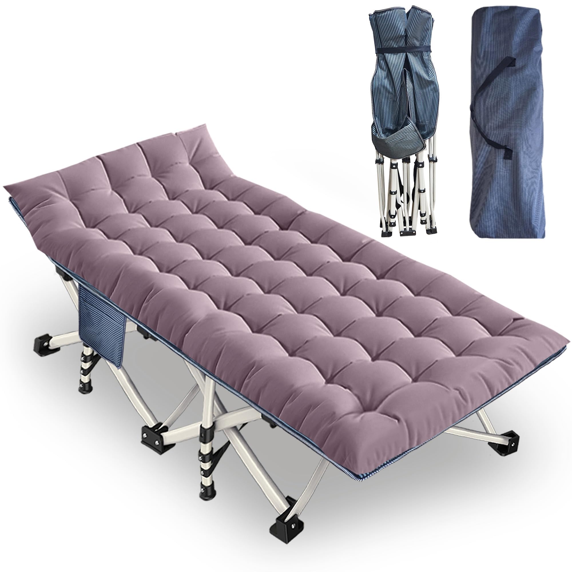 Oversize Camping Cot Extra Wide 32" Cots for Sleeping with Comfortable Mattress for Adults XXL Cots for Camping Folding Camping Bed Heavy Duty Guest Bed with Carry Bag for Indoor Outdoor Easy Setup