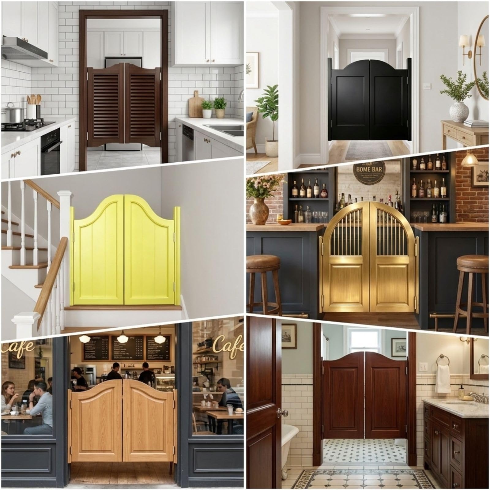 Porte Saloon Battante en Bois Massif - Double Vantail pour Bar & Maison | Porte intérieure décorative idéale pour séparation de pièce. Charnières renforcées, fermeture automatique