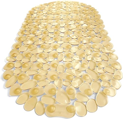 Miniatura 47 de Tapete antideslizante para bañera/ducha "Pebbles" de 27.5 x 14 pulgadas, rectangular, no tóxico, seguro, limpio, lavable a máquina, agarre y drenaje