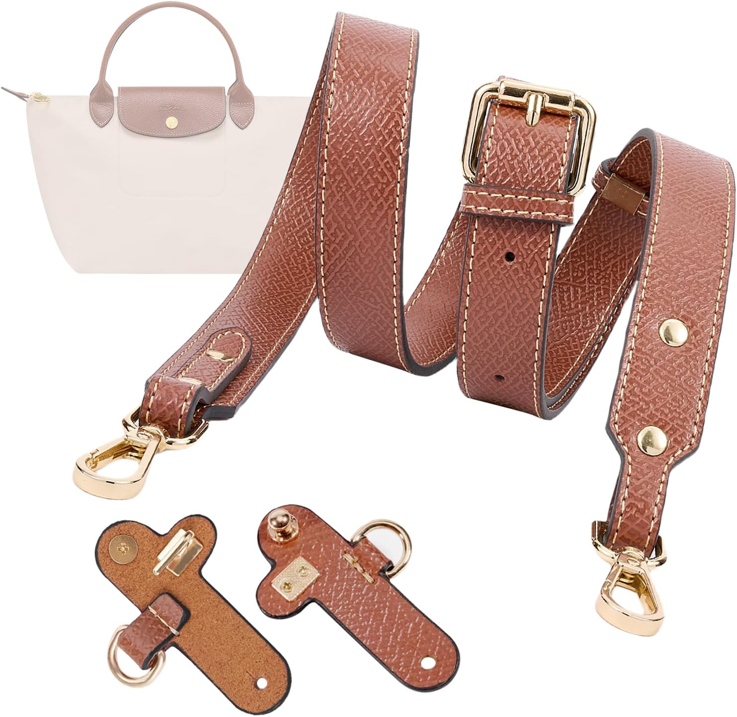 [SENTEN] ロンチョンバッグ専用レザー製交換用ショルダーストラップセット -女性向けs/m/lサイズ対応/ショルダー兼用