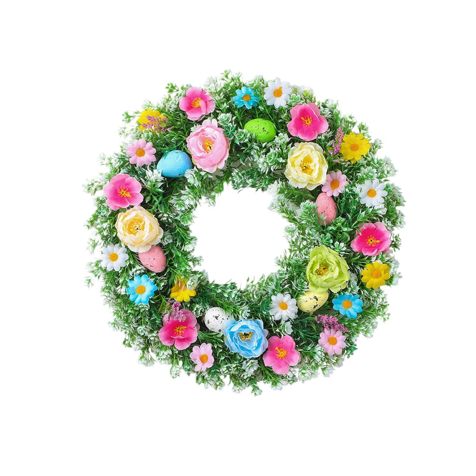 Osterkranz Türkranz Kunstblumen Dekorative Eier mit Blättern Schaumstoff Und Stoff Künstlerisch für Atmosphäre für Geschenk Fenster, 45cm